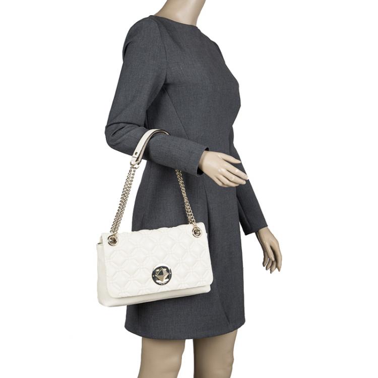 Pre Owned Kate Spade Cream Quilted Leather Astor Court Cynthia Shoulder Bag
