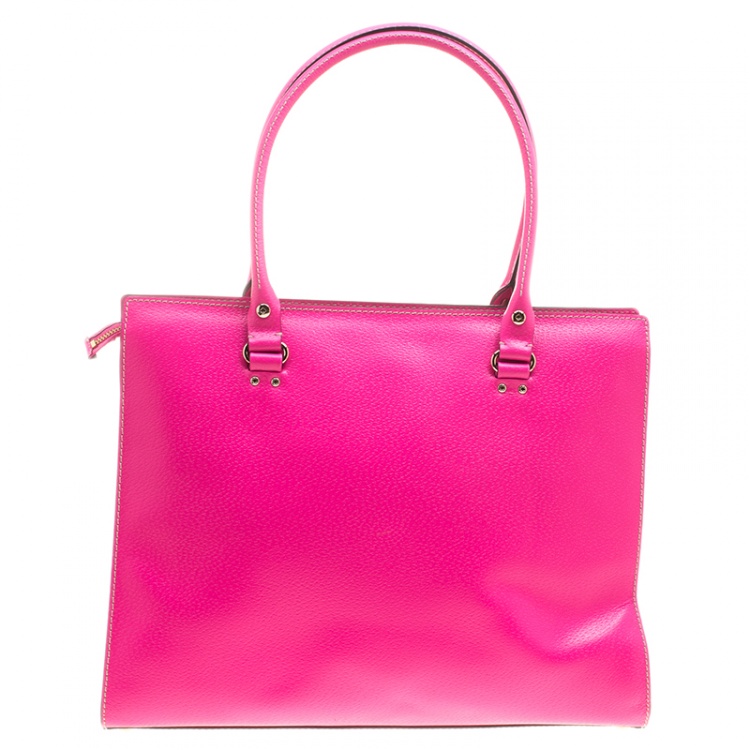 Pre Owned Kate Spade Pink Leather Wellesley Kory Work Tote