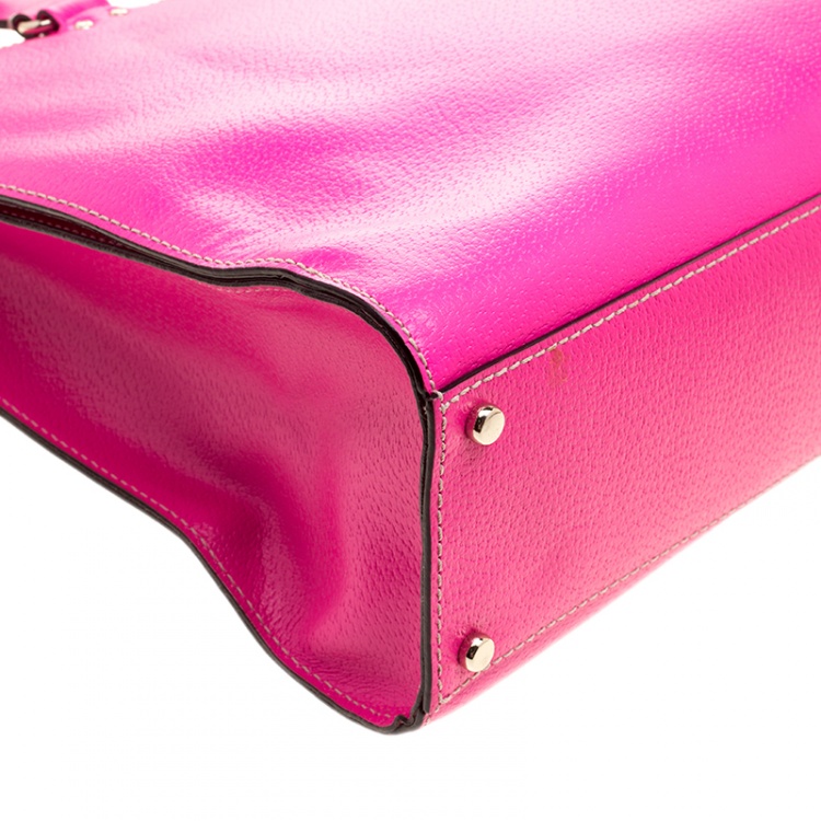 Pre Owned Kate Spade Pink Leather Wellesley Kory Work Tote