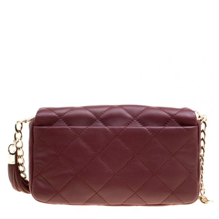 Pre Owned Kate Spade Burgundy Leather Emerson Place Serena Shoulder Bag