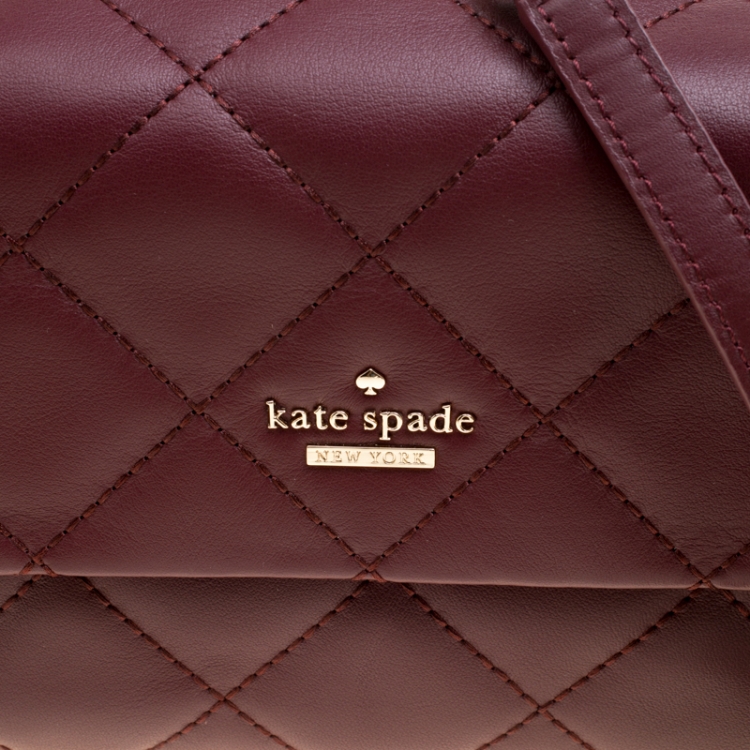 Pre Owned Kate Spade Burgundy Leather Emerson Place Serena Shoulder Bag