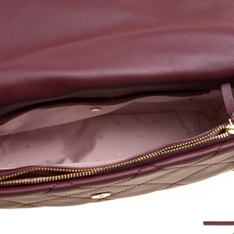Pre Owned Kate Spade Burgundy Leather Emerson Place Serena Shoulder Bag