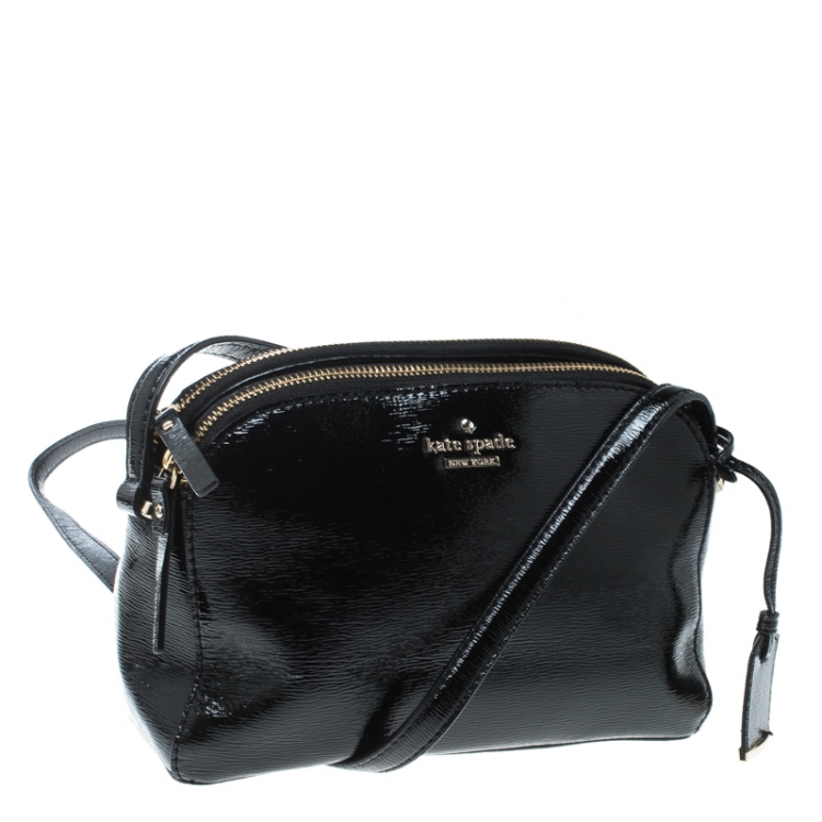 Pre Owned Kate Spade Black Patent Leather Crossbody Bag
