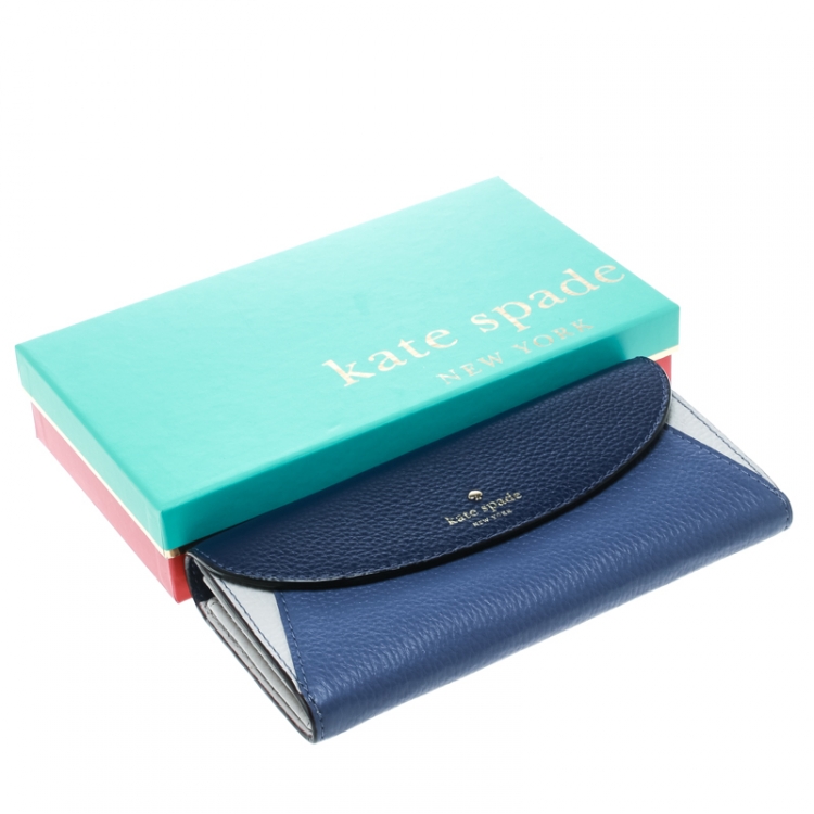 Pre Owned Kate Spade Tricolor Leather Flap Continental Wallet