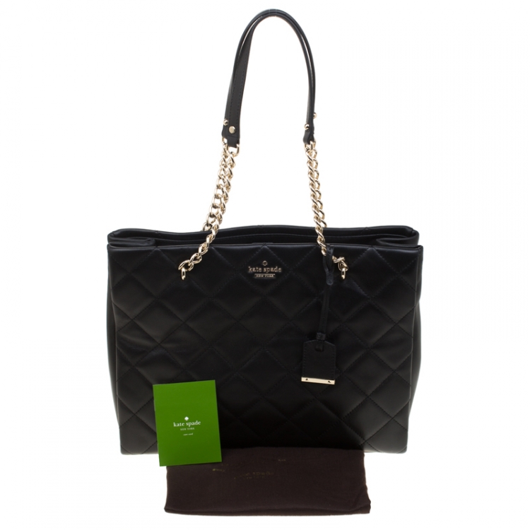 Pre Owned Kate Spade Black Quilted Leather Emerson Place Phoebe Tote