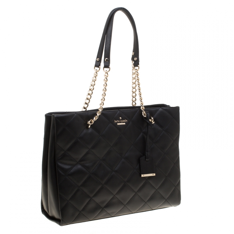 Pre Owned Kate Spade Black Quilted Leather Emerson Place Phoebe Tote