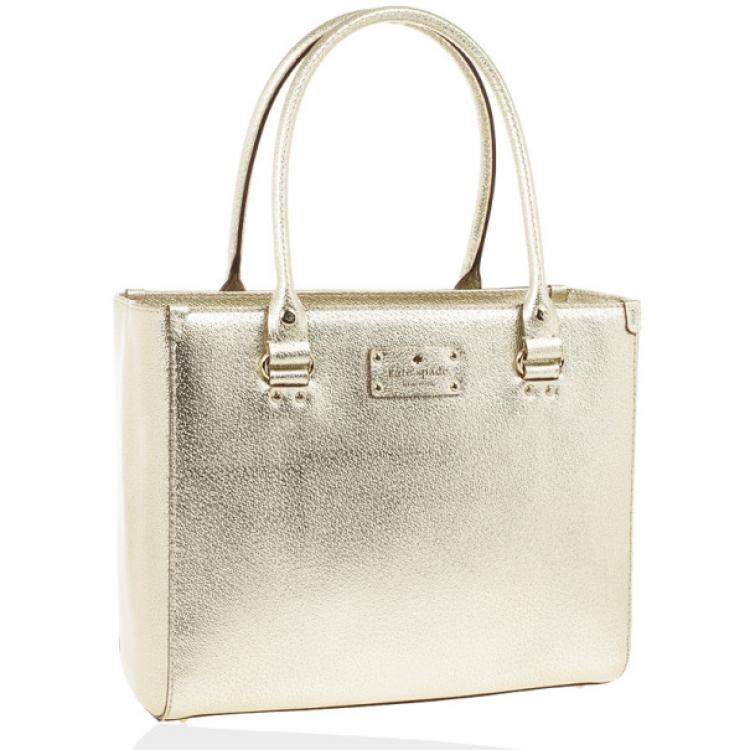 Pre Owned Kate Spade Gold Metallic Wellesley 'Quinn' Tote