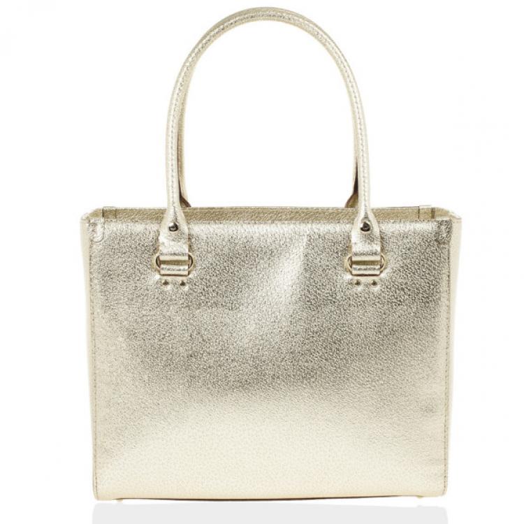 Pre Owned Kate Spade Gold Metallic Wellesley 'Quinn' Tote