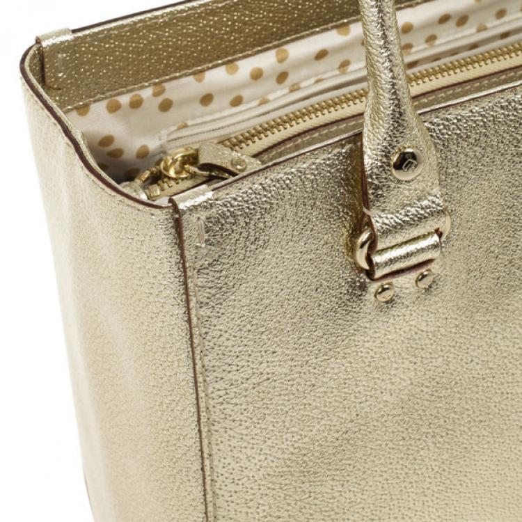 Pre Owned Kate Spade Gold Metallic Wellesley 'Quinn' Tote