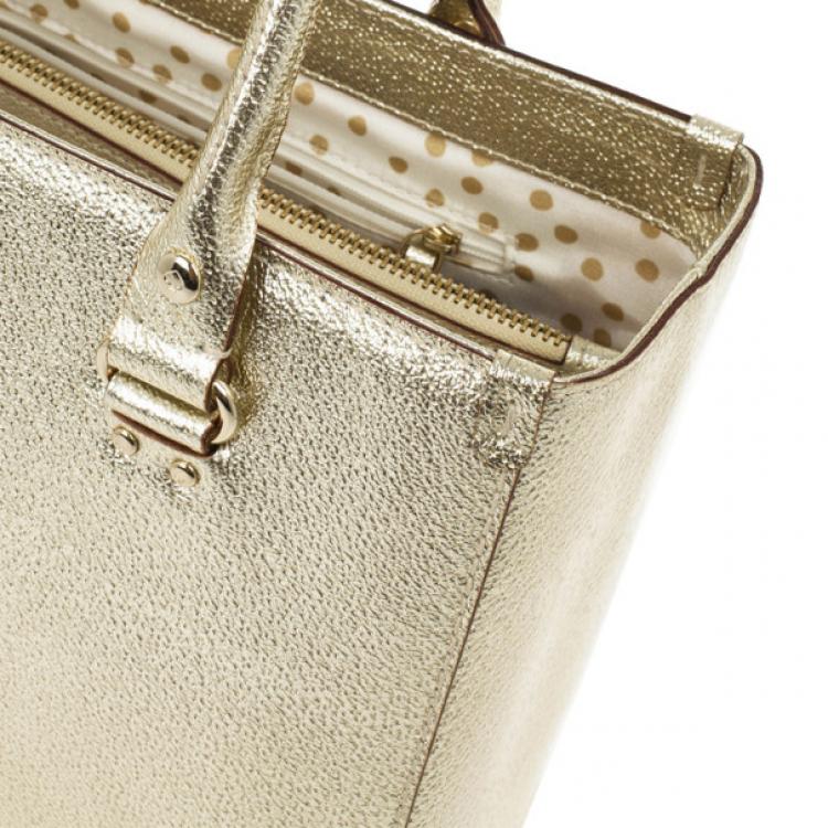 Pre Owned Kate Spade Gold Metallic Wellesley 'Quinn' Tote