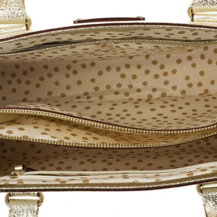 Pre Owned Kate Spade Gold Metallic Wellesley 'Quinn' Tote