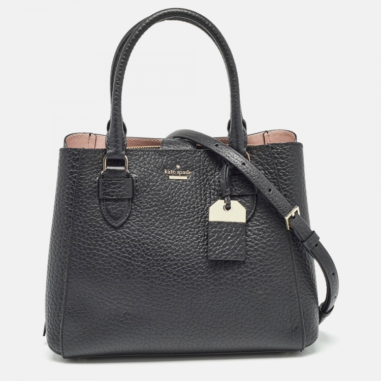 Pre Owned Kate Spade Black Leather Carter Street Aliana Satchel