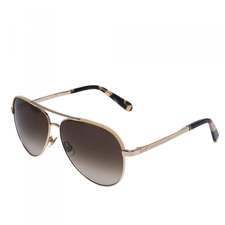 Pre Owned Kate Spade Gold/Brown Gradient Amarissa Aviator Sunglasses 