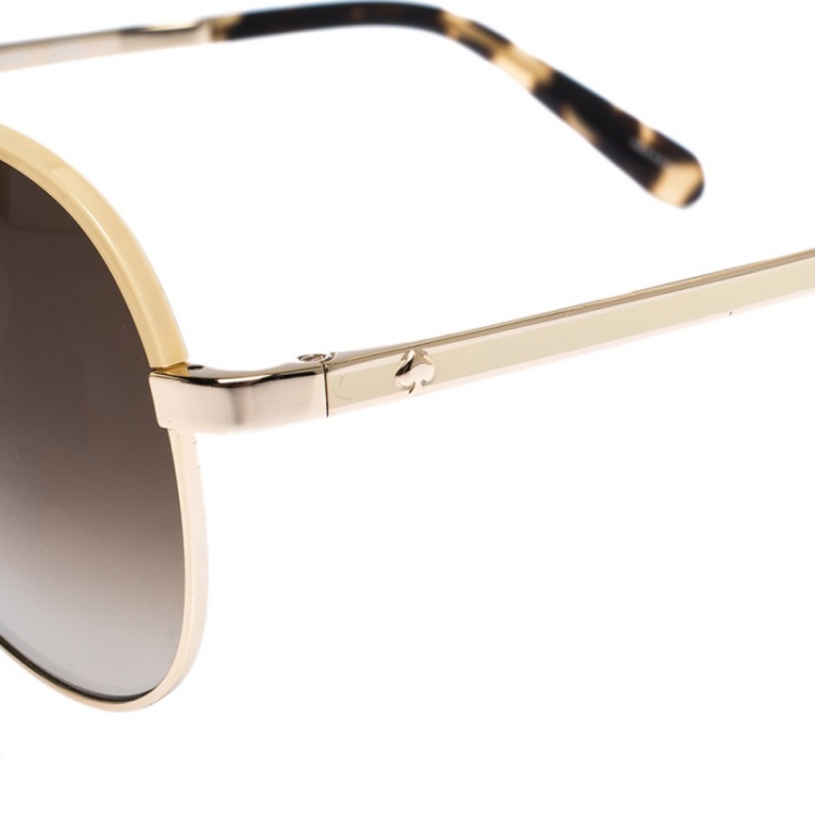 Pre Owned Kate Spade Gold/Brown Gradient Amarissa Aviator Sunglasses 