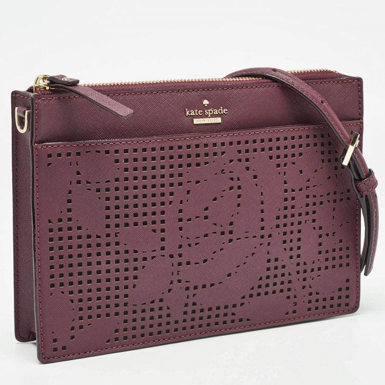 Pre Owned Kate Spade Purple Leather Cameron Street Clarise Crossbody Bag  