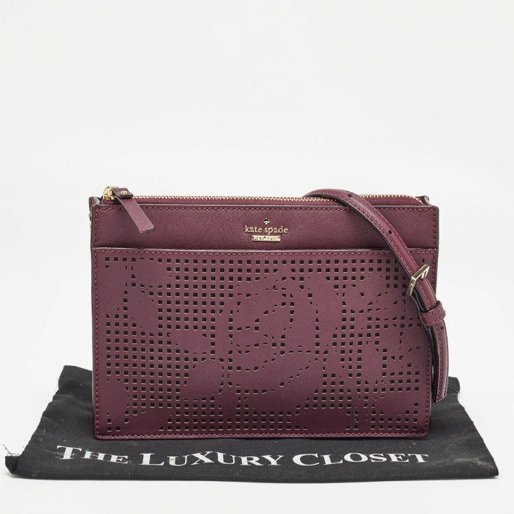 Pre Owned Kate Spade Purple Leather Cameron Street Clarise Crossbody Bag  
