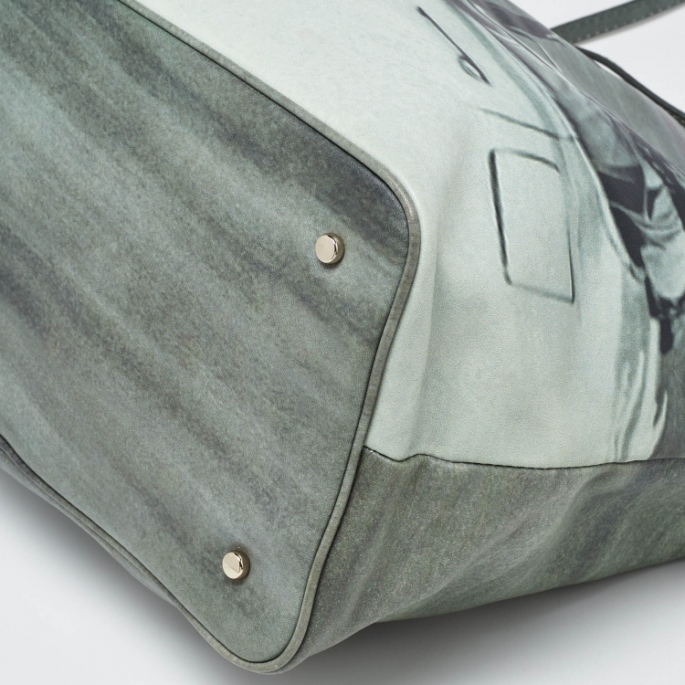 Pre Owned Kate Spade Green Leather Lillian Bassman Print Tote