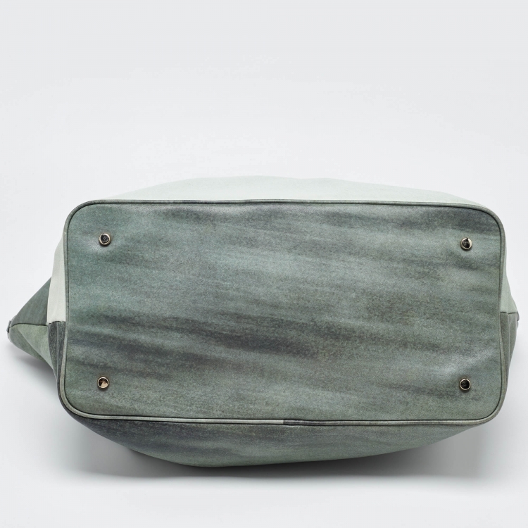 Pre Owned Kate Spade Green Leather Lillian Bassman Print Tote