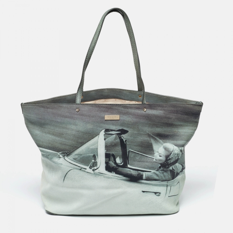 Pre Owned Kate Spade Green Leather Lillian Bassman Print Tote