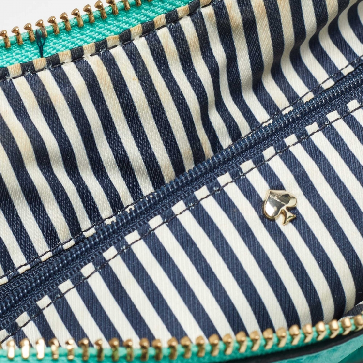 Pre Owned Kate Spade Blue Leather Mini Charles Street Audrey Satchel 
