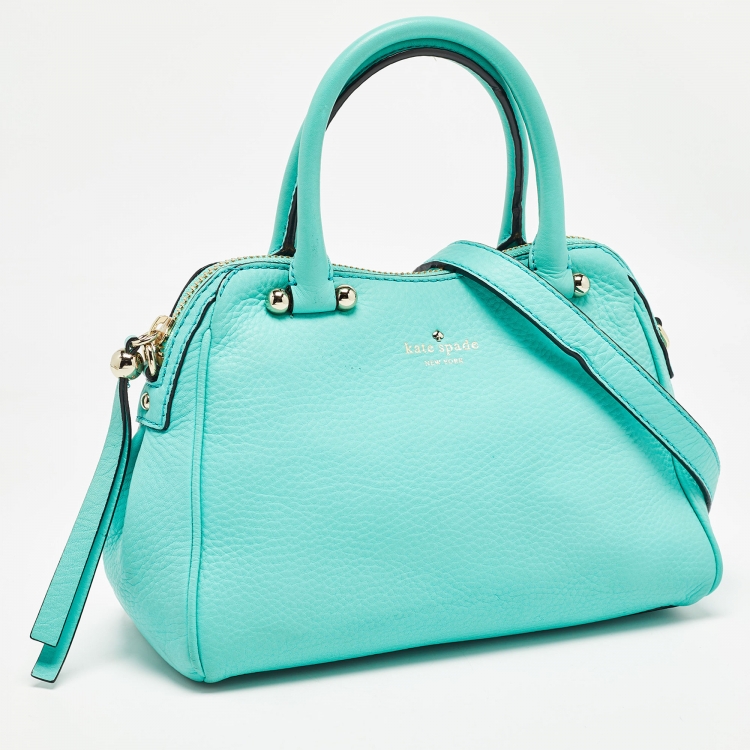 Pre Owned Kate Spade Blue Leather Mini Charles Street Audrey Satchel 