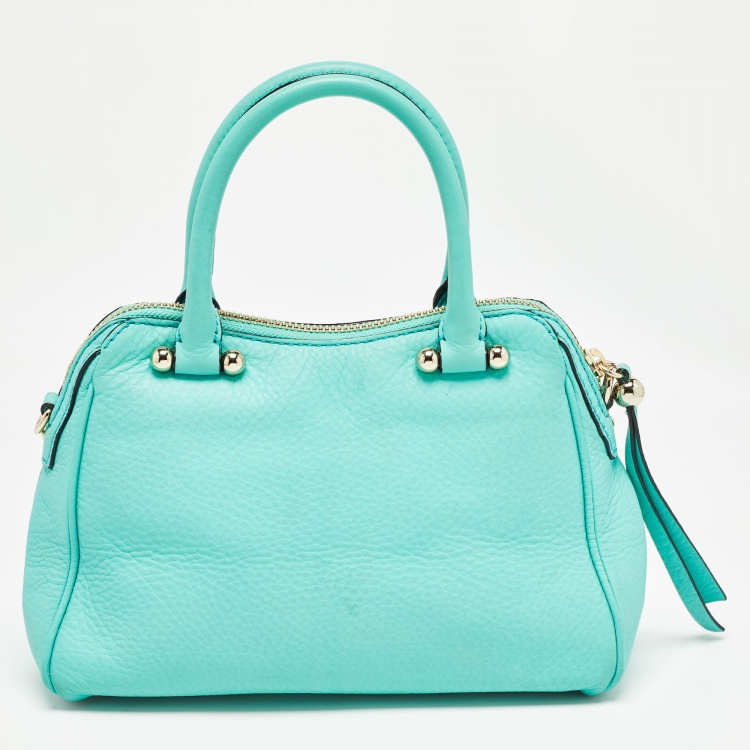 Pre Owned Kate Spade Blue Leather Mini Charles Street Audrey Satchel 
