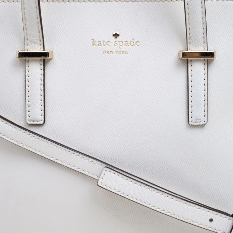 Pre Owned Kate Spade White Leather Cedar Street Maise Satchel