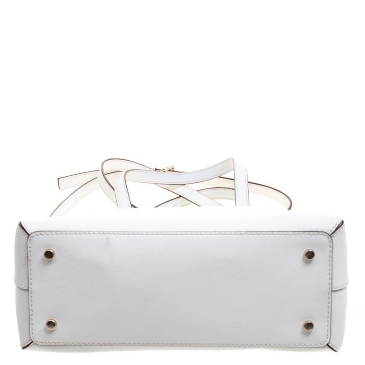 Pre Owned Kate Spade White Leather Cedar Street Maise Satchel
