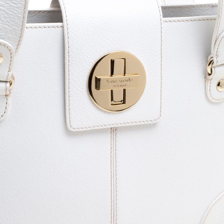 Pre Owned Kate Spade White Leather Turnlock Satchel