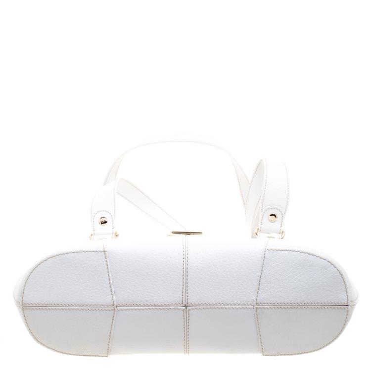 Pre Owned Kate Spade White Leather Turnlock Satchel
