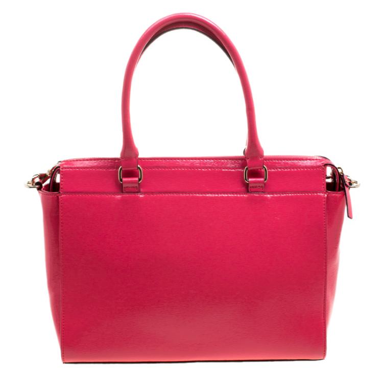Pre Owned Kate Spade Strawberry Patent Leather Beacon Court Jeanne Top Handle Bag