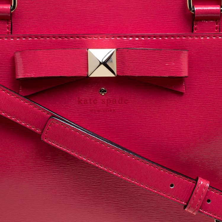 Pre Owned Kate Spade Strawberry Patent Leather Beacon Court Jeanne Top Handle Bag