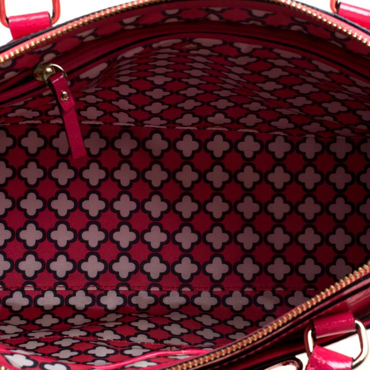 Pre Owned Kate Spade Strawberry Patent Leather Beacon Court Jeanne Top Handle Bag