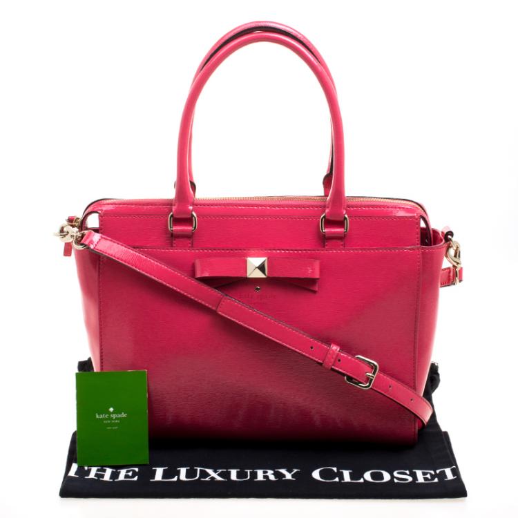 Pre Owned Kate Spade Strawberry Patent Leather Beacon Court Jeanne Top Handle Bag