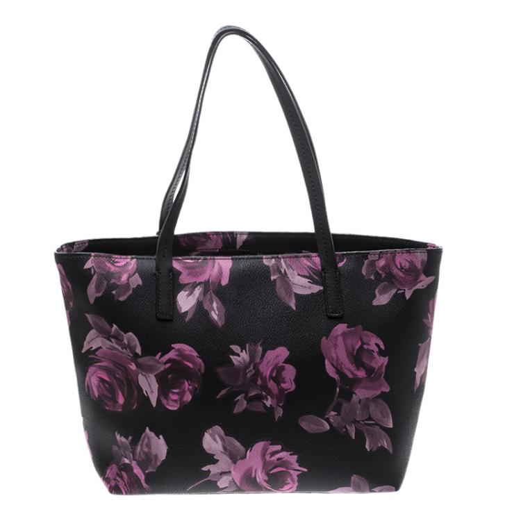 Pre Owned Kate Spade Black Floral Print Coated Canvas Hawthorne Lane Ryan Tote