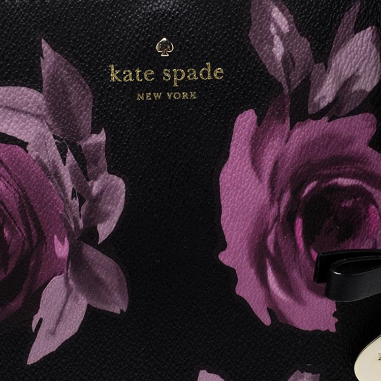 Pre Owned Kate Spade Black Floral Print Coated Canvas Hawthorne Lane Ryan Tote