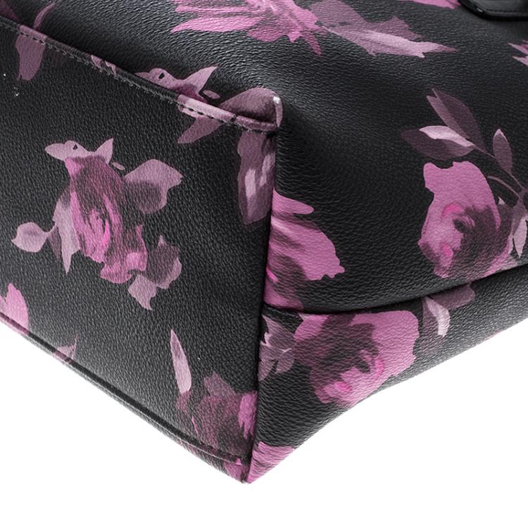 Pre Owned Kate Spade Black Floral Print Coated Canvas Hawthorne Lane Ryan Tote