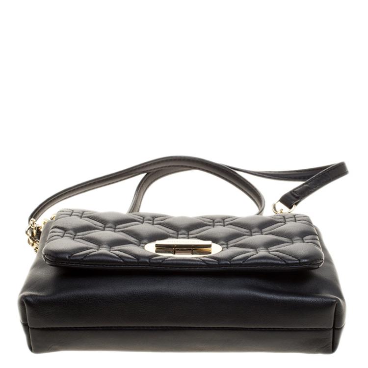 Pre Owned Kate Spade Black Quilted Leather Astor Court Flap Shoulder Bag