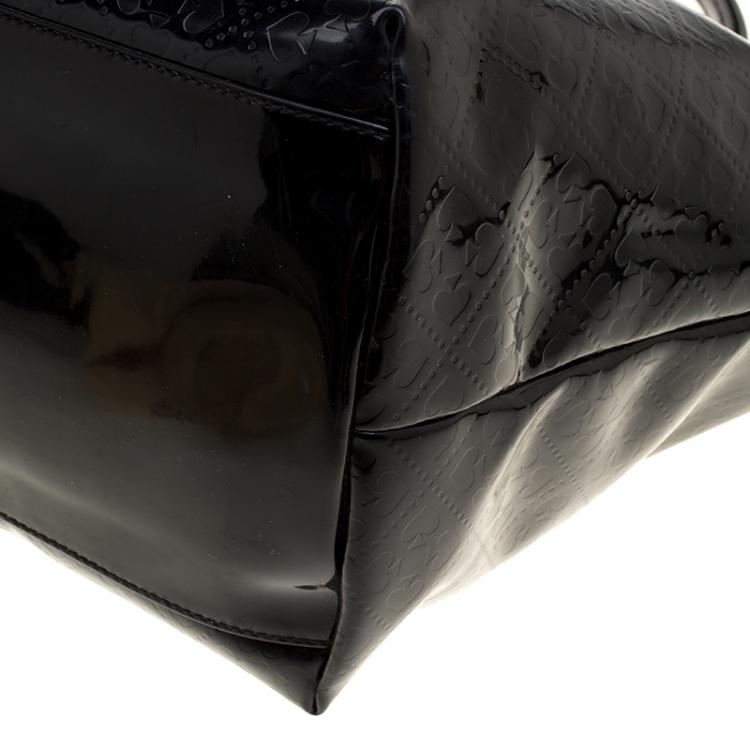 Pre Owned Kate Spade Black Embossed Patent Leather Tote