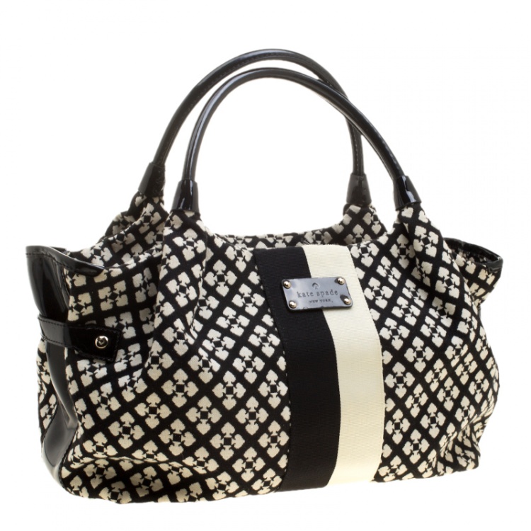 مملوكة مسبقًا Kate Spade Black/White Canvas and Leather Stevie Satchel