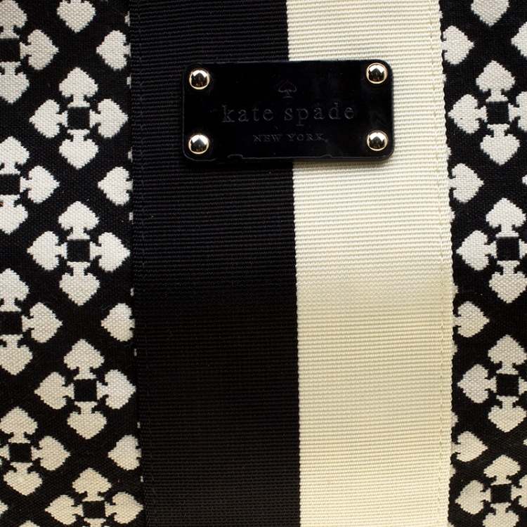 مملوكة مسبقًا Kate Spade Black/White Canvas and Leather Stevie Satchel