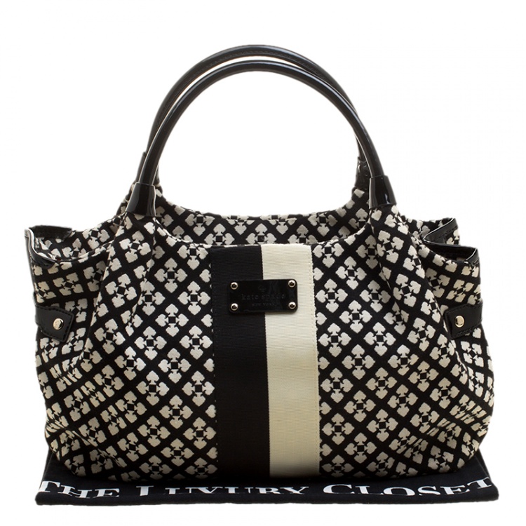 مملوكة مسبقًا Kate Spade Black/White Canvas and Leather Stevie Satchel