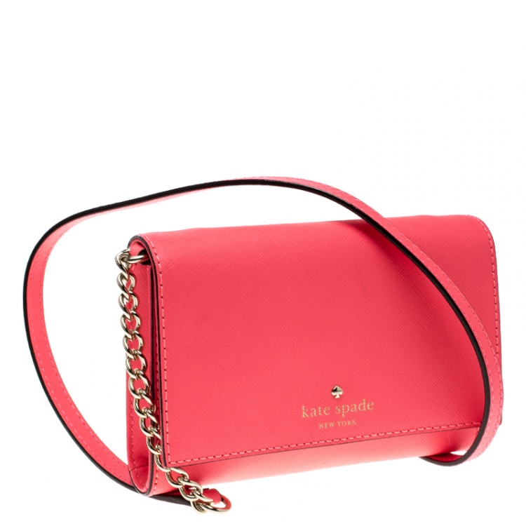 Pre Owned Kate Spade Pink Leather Cedar Street Cami Crossbody Bag