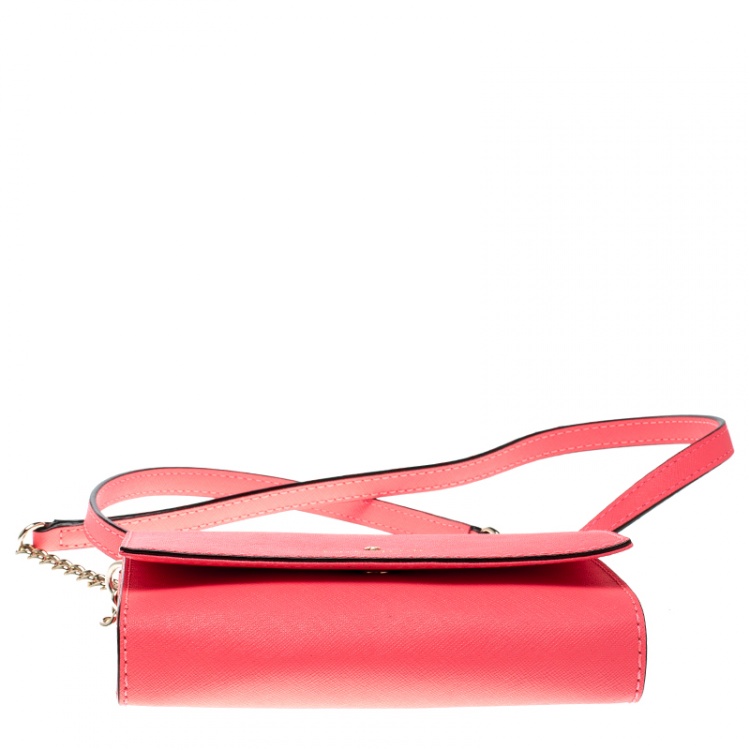 Pre Owned Kate Spade Pink Leather Cedar Street Cami Crossbody Bag