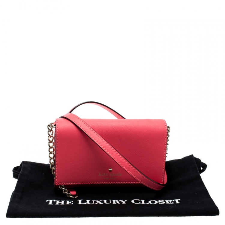 Pre Owned Kate Spade Pink Leather Cedar Street Cami Crossbody Bag