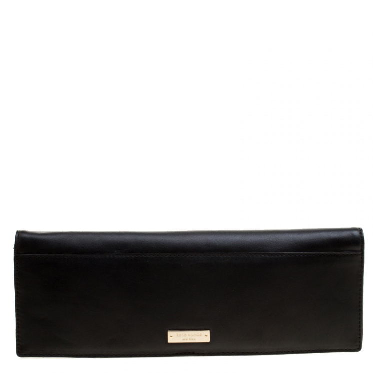 Pre Owned Kate Spade Black Leather Hello Tokyo Zena Clutch