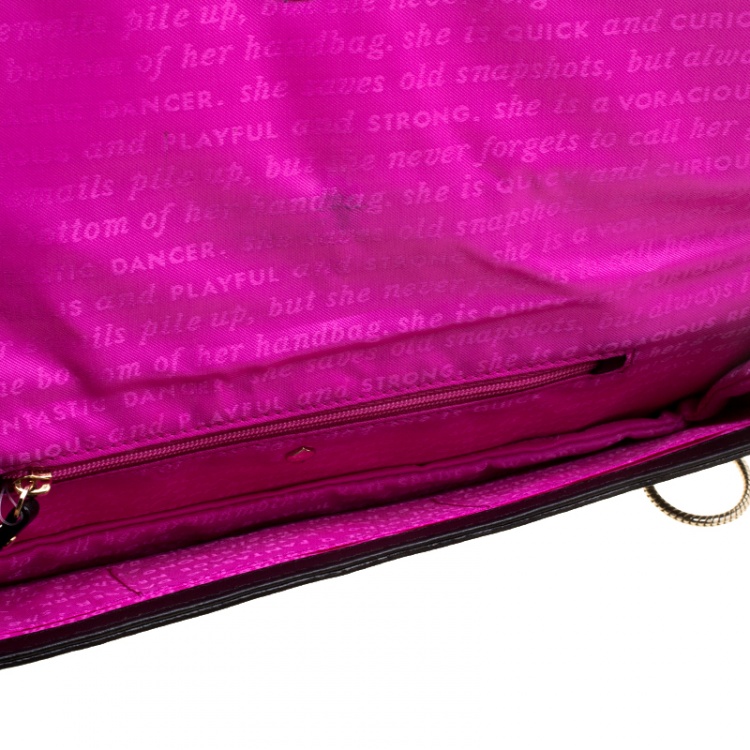 Pre Owned Kate Spade Black Leather Hello Tokyo Zena Clutch