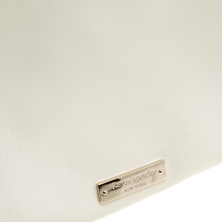 Pre Owned Kate Spade White Patent Leather Toucan Bird Clutch