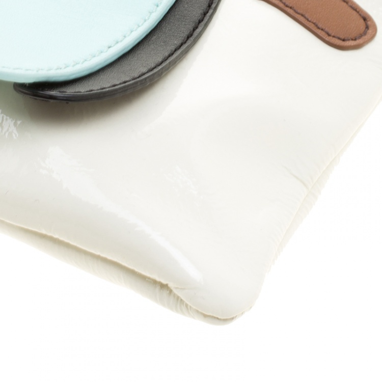 Pre Owned Kate Spade White Patent Leather Toucan Bird Clutch