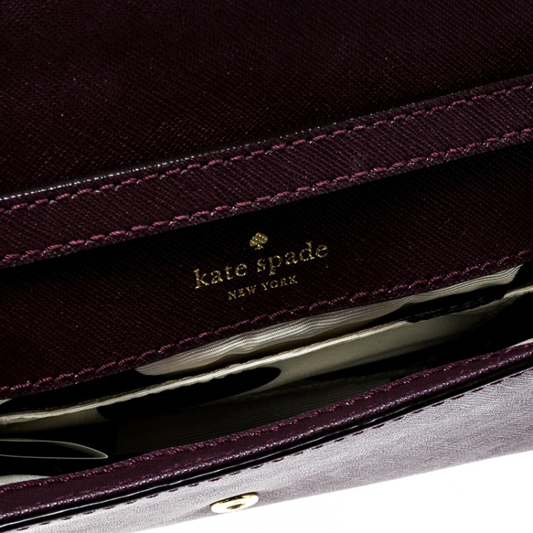 Pre Owned Kate Spade Burgundy Leather Cedar Street Cami Crossbody Bag